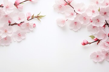 Cherry Blossoms on White with Copy Space 