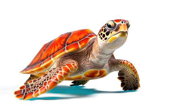 Image of sea turtle on white background. Undersea animals.
