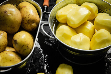 Fresh peeled potatoes.