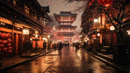 Foto auf Acrylglas A Japanese temple at night © jr-art
