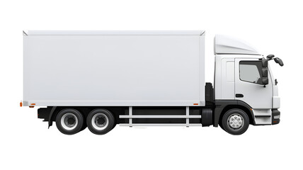 white cargo truck on clear PNG background . generated by AI