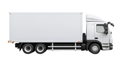 white cargo truck on clear PNG background . generated by AI