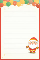Christmas paper frame with red colors and Santa Claus drawing with white background and copy space