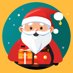 Santa Claus and a gift box prepared to be given to children during the Christmas festival.