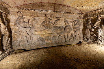 Inside view in the ancient  Catacombs of Kom el Shoqafa Alexandria Egypt