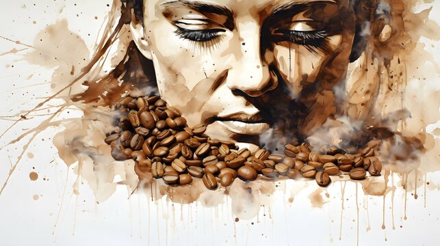 Coffee background illustration design, coffee beans, caffeine