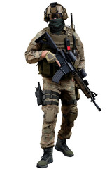 Airsoft player with a full-face mask
