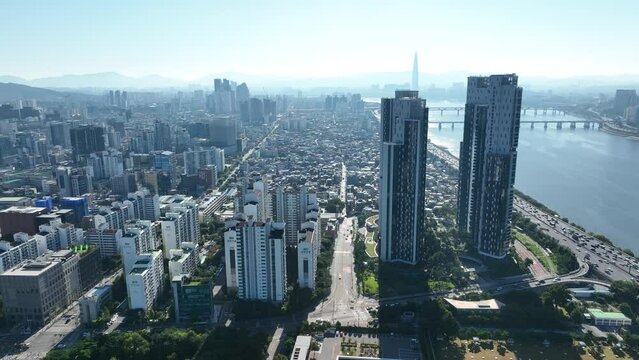 드론 영상 서울의 아침 풍경, 도시의 아침