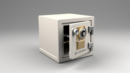 Mini safe on white background - obrazy, fototapety, plakaty