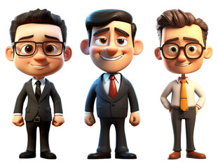 3d illustration young businessman cartoon character collection, generative ai