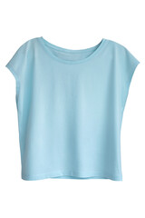 Basic women's blue T-shirt. T-shirt mockup