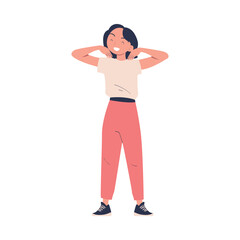 Woman Engaged in Sport Activity Doing Physical Exercise Vector Illustration