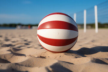 Volleyball lying on the court