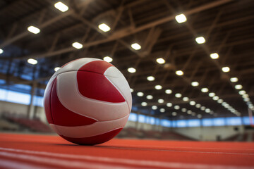Volleyball lying on the court