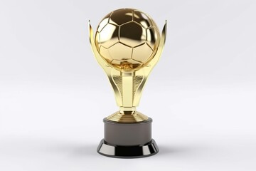 3D render soccer trophy cup isolated on white background. Generative AI