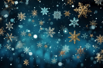 winter background with sparkling snowflakes