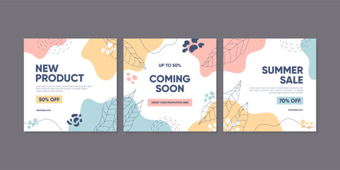 Sale square banner template for social media posts, mobile apps, banners design, web, and internet ads. Trendy abstract square template with colorful concept.