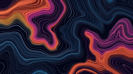 A psychedelic, dark abstract background reminiscent of a topographic contour map, infusing a sense of visual ecstasy and complexity. - obrazy, fototapety, plakaty