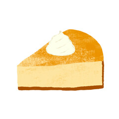手描き　ホイップ付きチーズケーキのイラスト