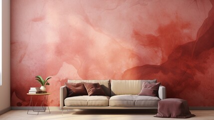 Fototapeta na wymiar sofa in room with floral wall generated by AI