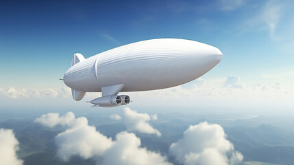 White blank zeppelin airship