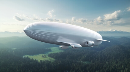 Fototapeta na wymiar White blank zeppelin airship