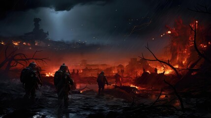 Obraz na płótnie Canvas Battlefield, Night Battle