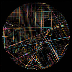 Colorful Map of Dearborn, Michigan with all major and minor roads.