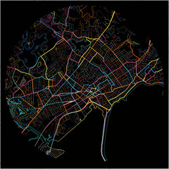 Colorful Map of Lynn, Massachusetts with all major and minor roads.