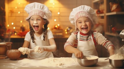 children enjoying in the kitchen 