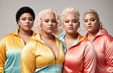 fashion session with plus-size women in colorful sportswear