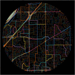 Colorful Map of CitrusHeights, California with all major and minor roads.