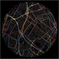 Colorful Map of Clifton, New Jersey with all major and minor roads.