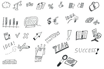 Hand-drawn business graphic elements. Drawn with a ink pen. Isolated on a white background.