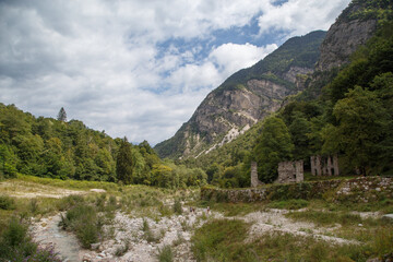 Fototapeta premium Valimpach,Torrente Centa,river Park Centa,Caldonazzo,Trento province,Trentino Alto Adige, northern Italy