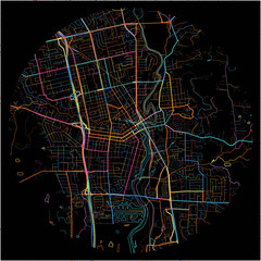 Colorful Map of Napa, California with all major and minor roads.
