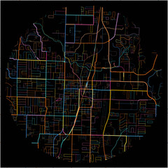 Colorful Map of Springdale, Arkansas with all major and minor roads.