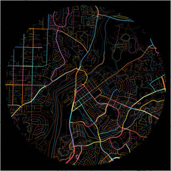 Colorful Map of Folsom, California with all major and minor roads.