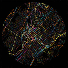 Colorful Map of Scranton, Pennsylvania with all major and minor roads.