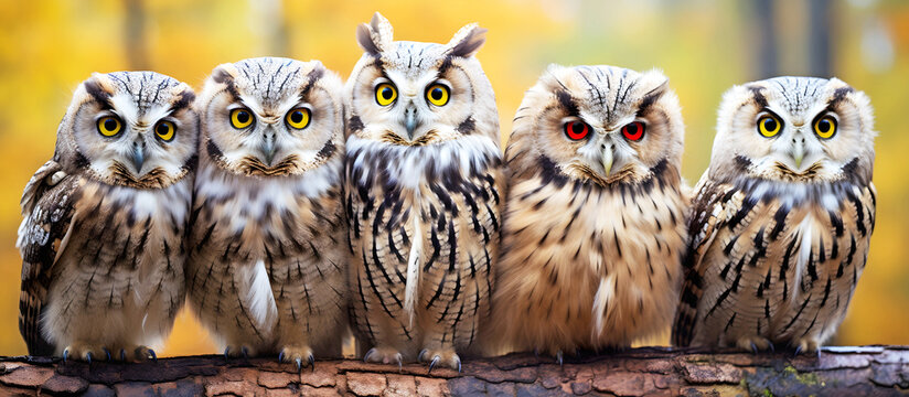 Group of owls. AI generated.