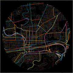 Colorful Map of Bethlehem, Pennsylvania with all major and minor roads.