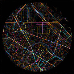 Colorful Map of UnionCity, California with all major and minor roads.