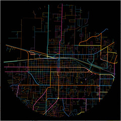 Colorful Map of Jonesboro, Arkansas with all major and minor roads.