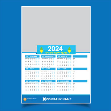 2024 Calendar Template, Easy Editable File