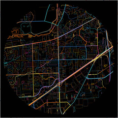 Colorful Map of Bolingbrook, Illinois with all major and minor roads.