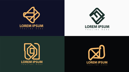 minimalist logo set flat design gold color in geometric style