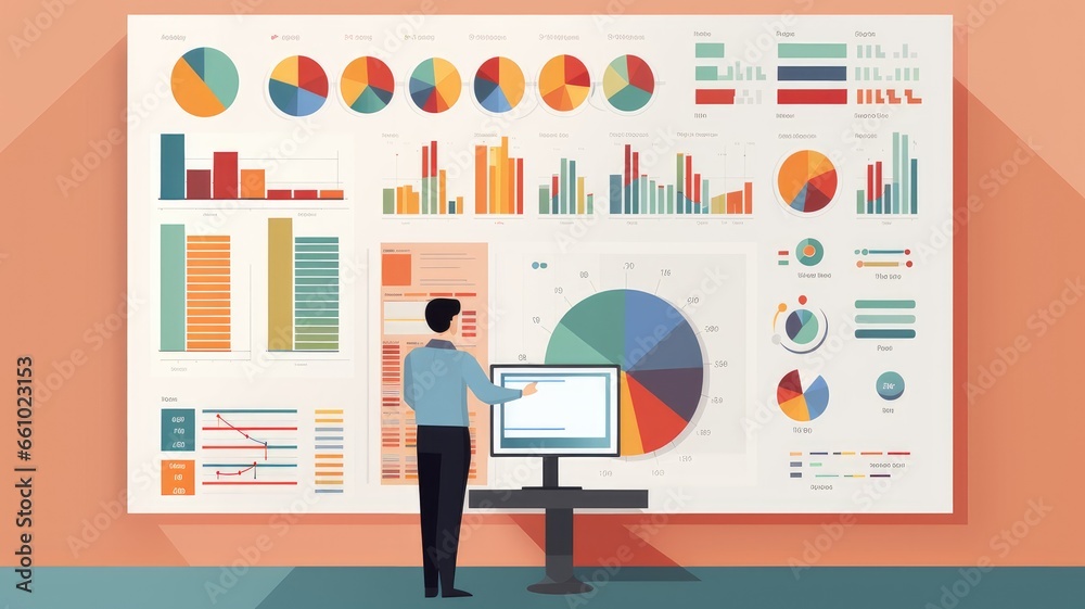 Aufkleber Visualize a person evaluating strengths and weaknesses relative to competitors in competitive analysis