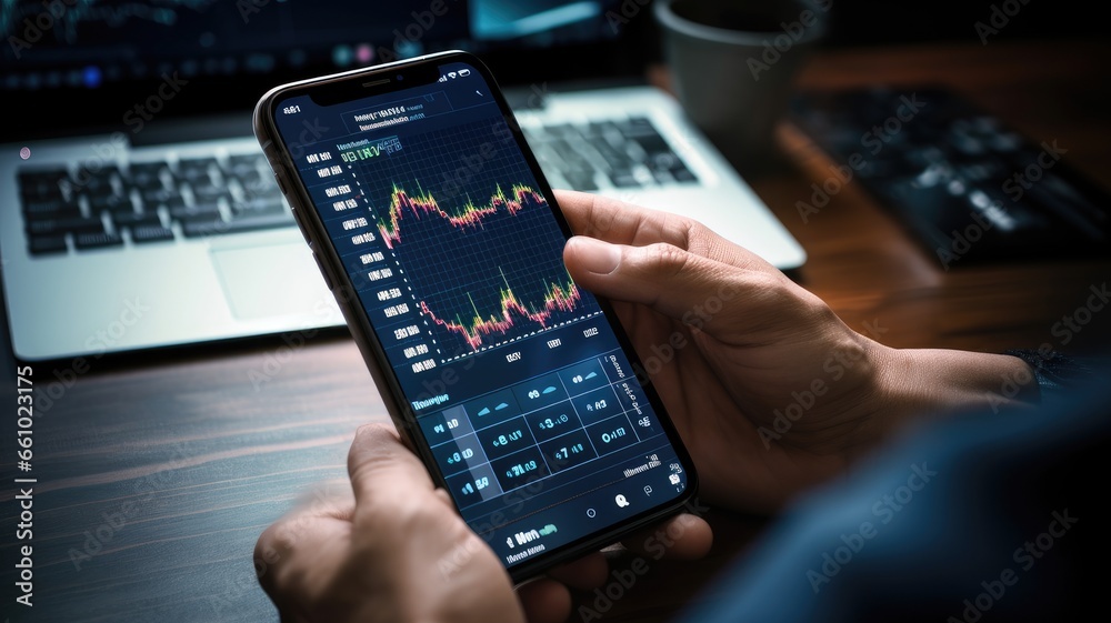 Aufkleber A person with a calculator and stock market data, symbolizing the quantitative aspects of financial analysis