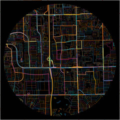 Colorful Map of Lauderhill, Florida with all major and minor roads.