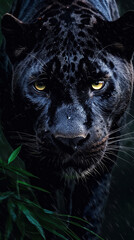 Intense Gaze: A Close-Up Portrait of a Black Panther,portrait of a leopard,close up of a leopard,close up portrait of a leopard